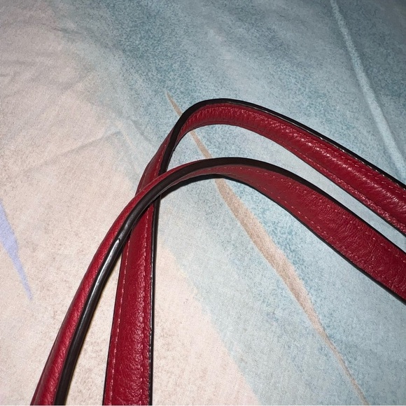 Coach red Pebble Ava Chain Tote red purse leather - Picture 6 of 10